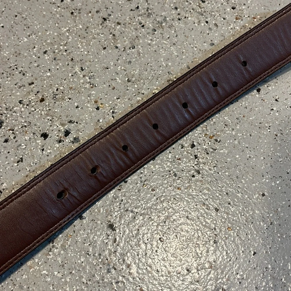 DICKIES REVERSIBLE LEATHER BELT BLK BRO WITH BRUSHED SILVER HARDWARE SIZE 46-48